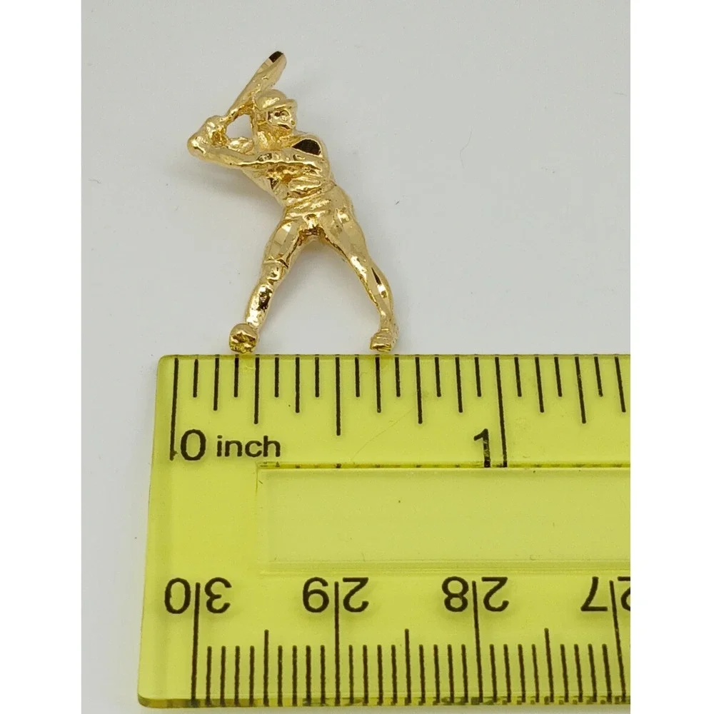 Karatbond Vintage Y2K Baseball Player Batter Charm Gold Made  USA New-Old-Stock